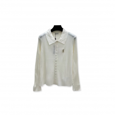 YSL STRIPED POLO SHIRT LONG SLEEVE